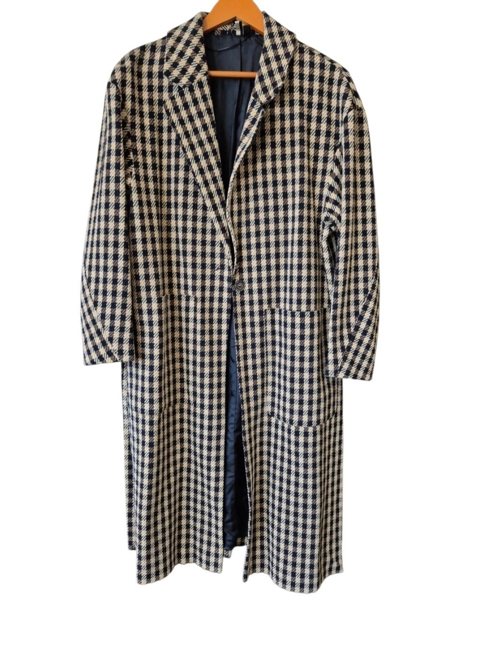 💕Topshop Black & Cream Houndstooth Long Trench Coat💕